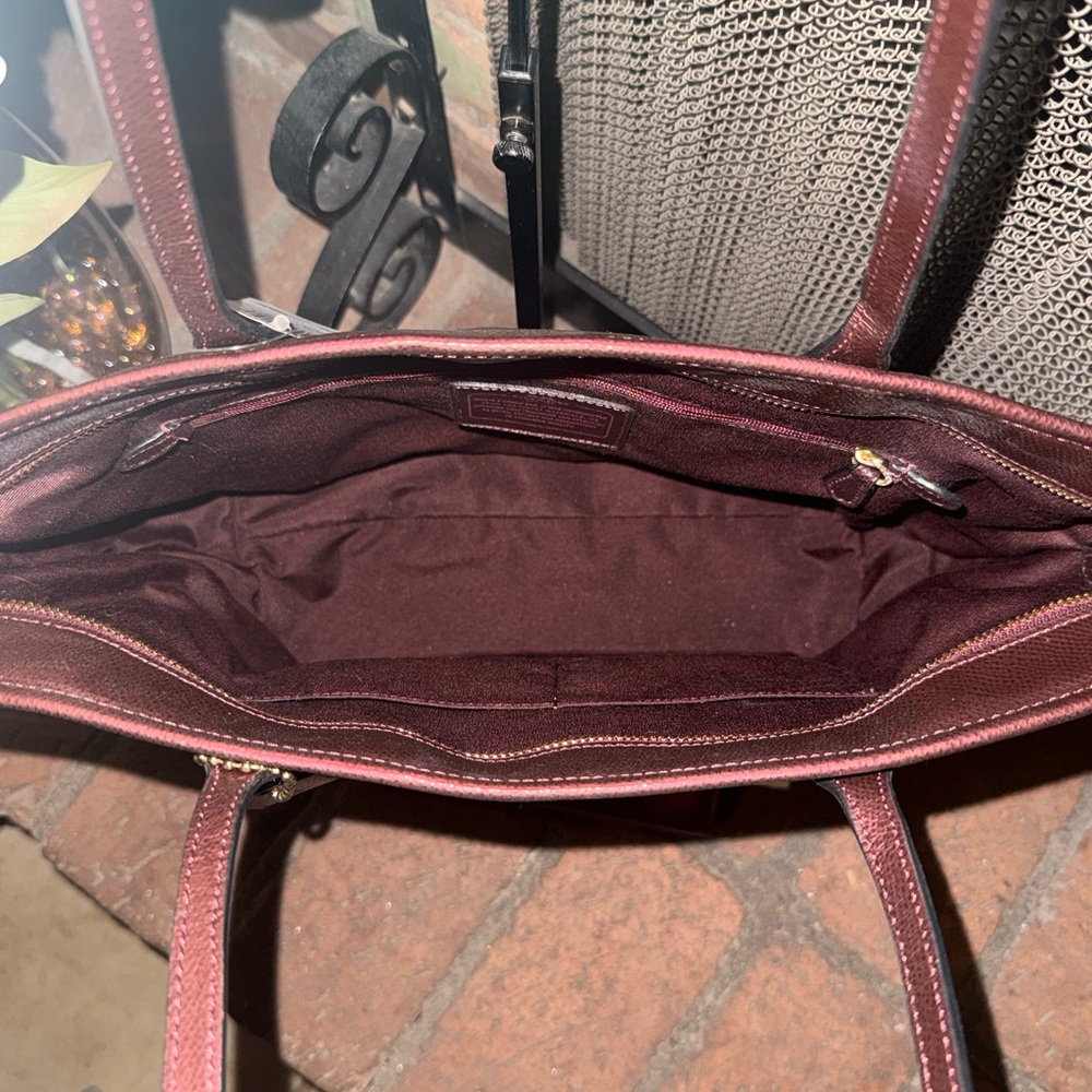 Coach Burgundy Leather Tote with Matching Wallet Set - Picture 2 of 4
